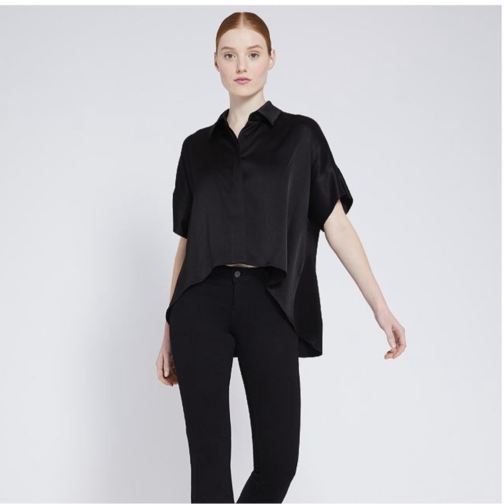 Alice + Olivia Edyth Draped Shirt in Black
